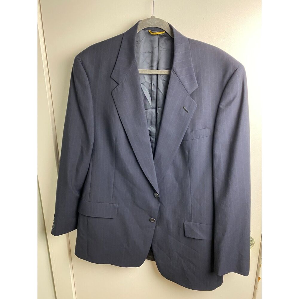 44L - Hart Shaffner & Marx Gold Trumpeter Blue Blazer - Picture 1 of 6